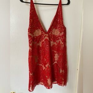 Free people red sequin mini dress